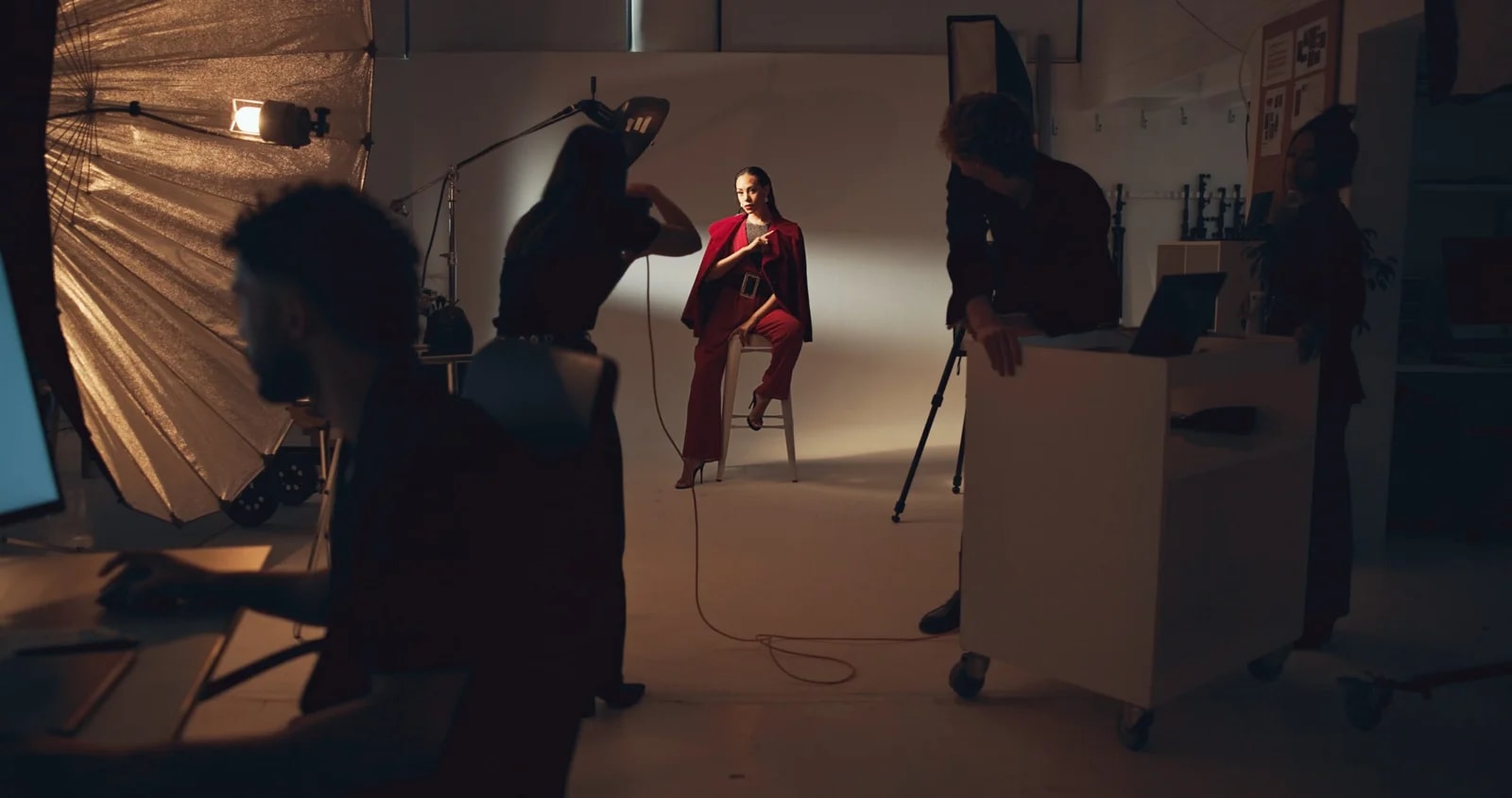 In the studio during a shoot